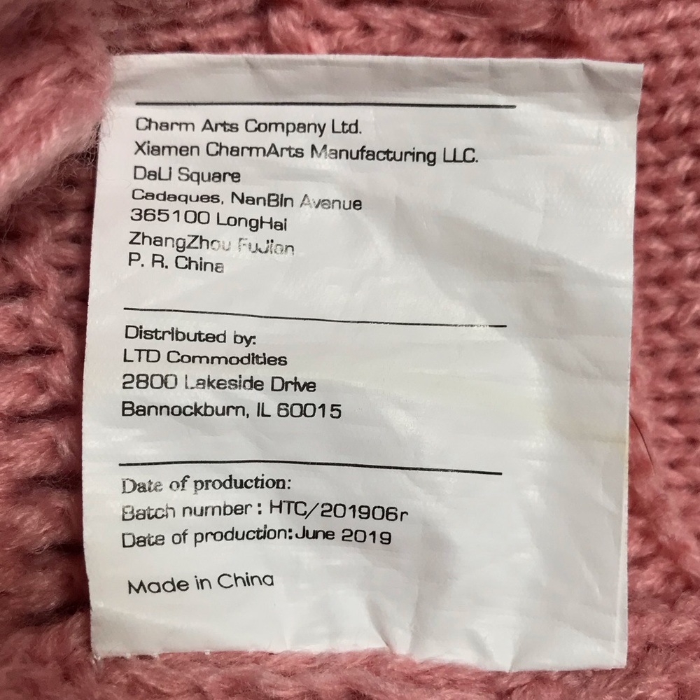 Charm Arts Company Ltd Light Pink Knitted Ponytail Beanie Hat Size O/S - Picture 3 of 4